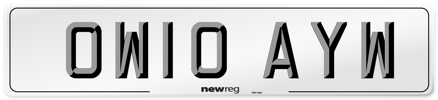 OW10 AYW Number Plate from New Reg